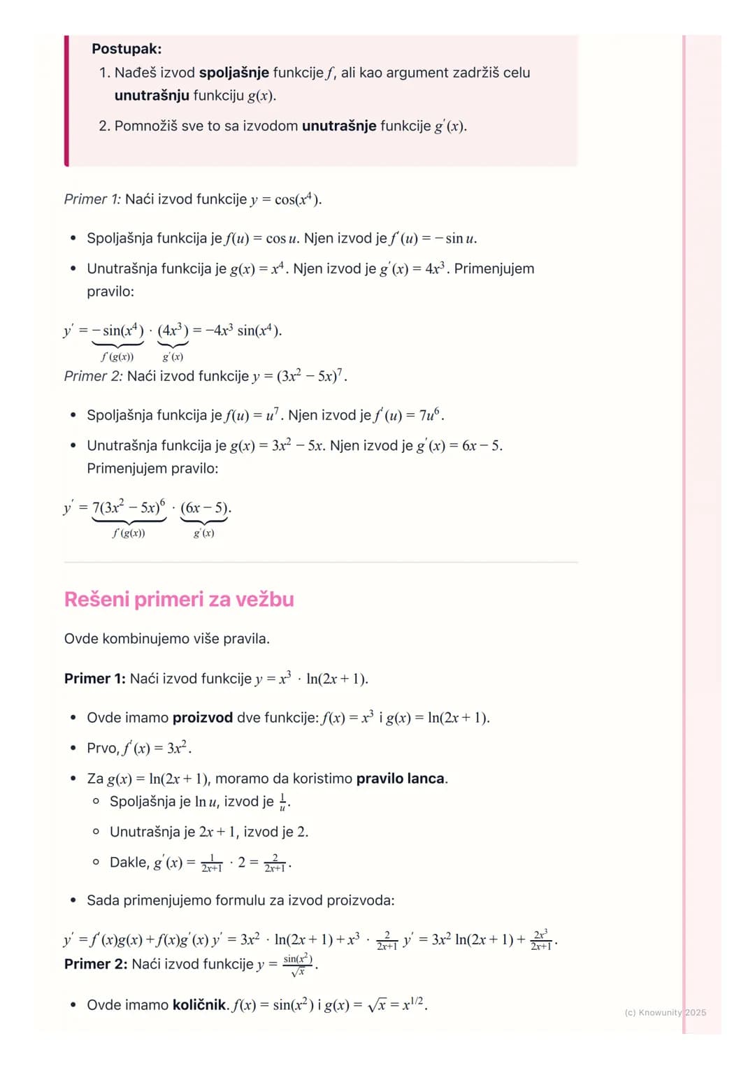 # Pravila diferenciranja
Uvod u pravila diferenciranja
Do sada smo tražili izvod funkcije po definiciji, koristeći limes. To je dug i čest