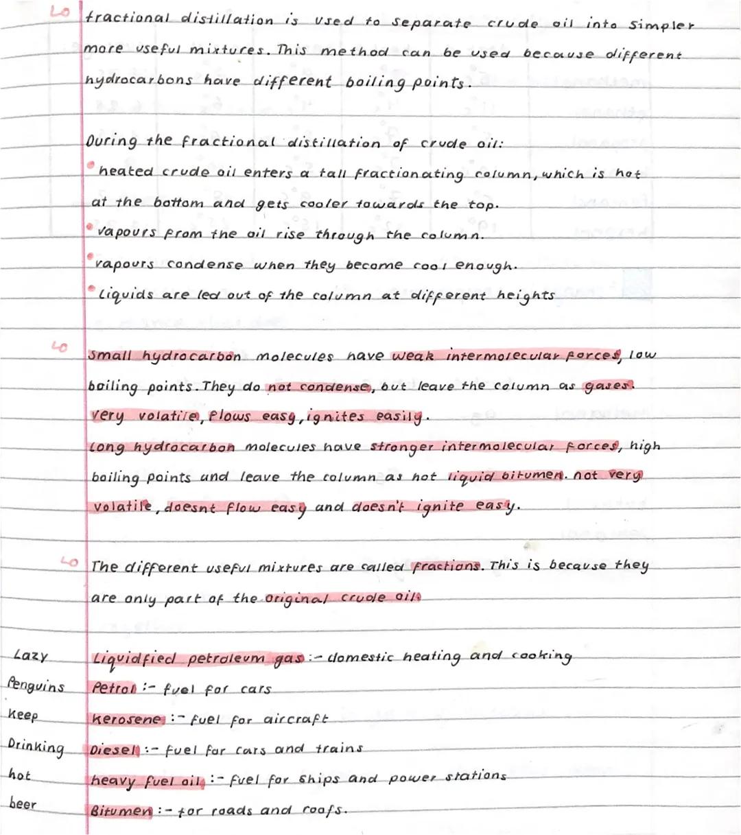 T
5
tuesday 3rd June 2019
6
1. heat crude oil
2. the mixture of liquids will produce vapours, (gas)
Liquids with lower boiling points vapour