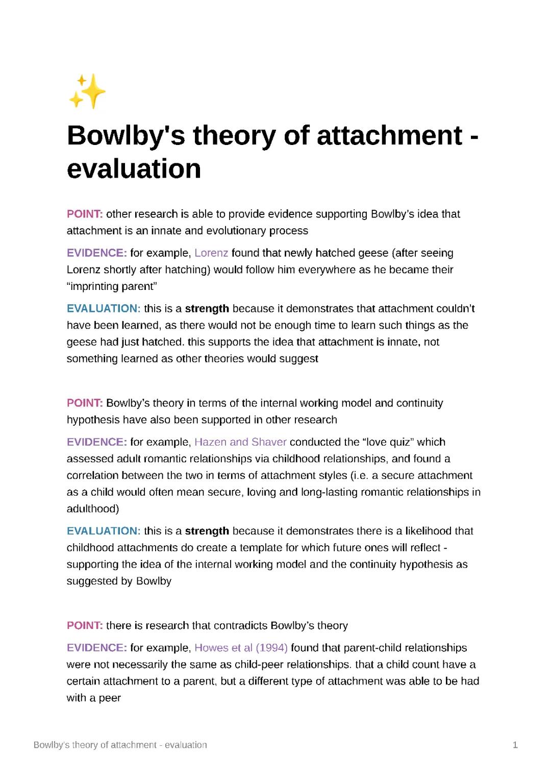 Bowlby's theory of attachment - AO3