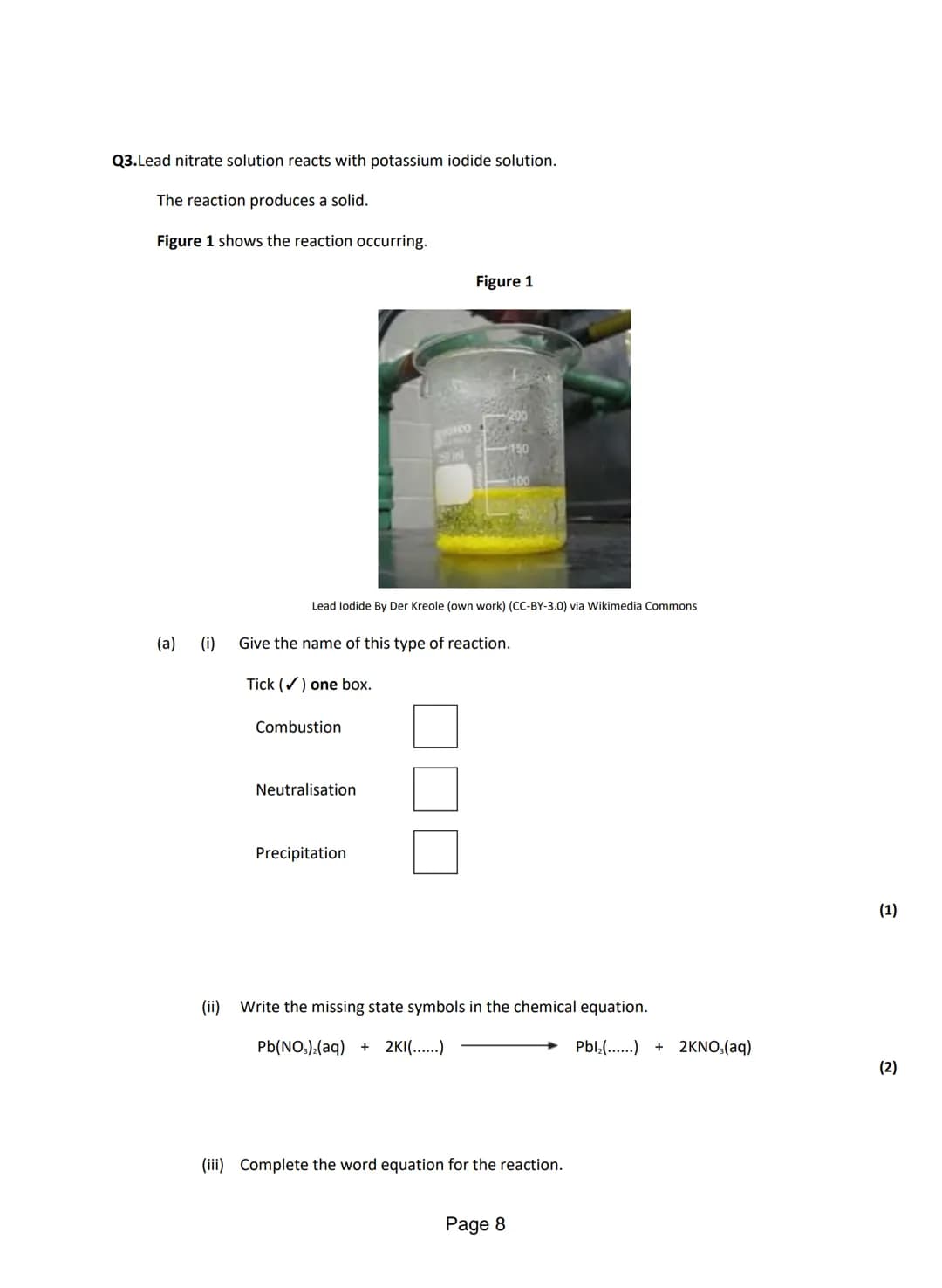 Q1.A student investigated the rate of reaction between sodium thiosulfate solution and dilute
hydrochloric acid, as shown in Figure 1.
###