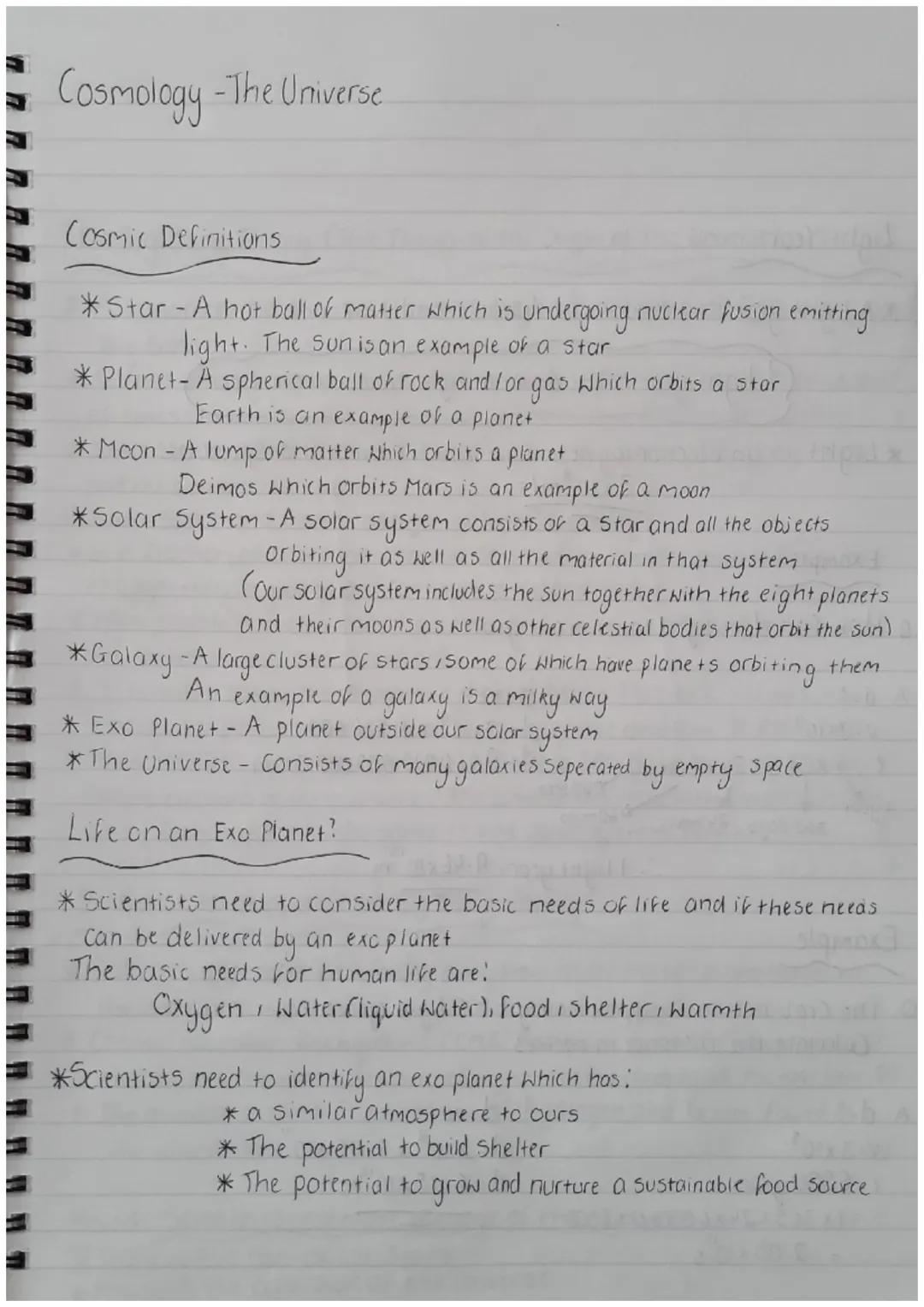 Cosmology Notes Physics Nat5
