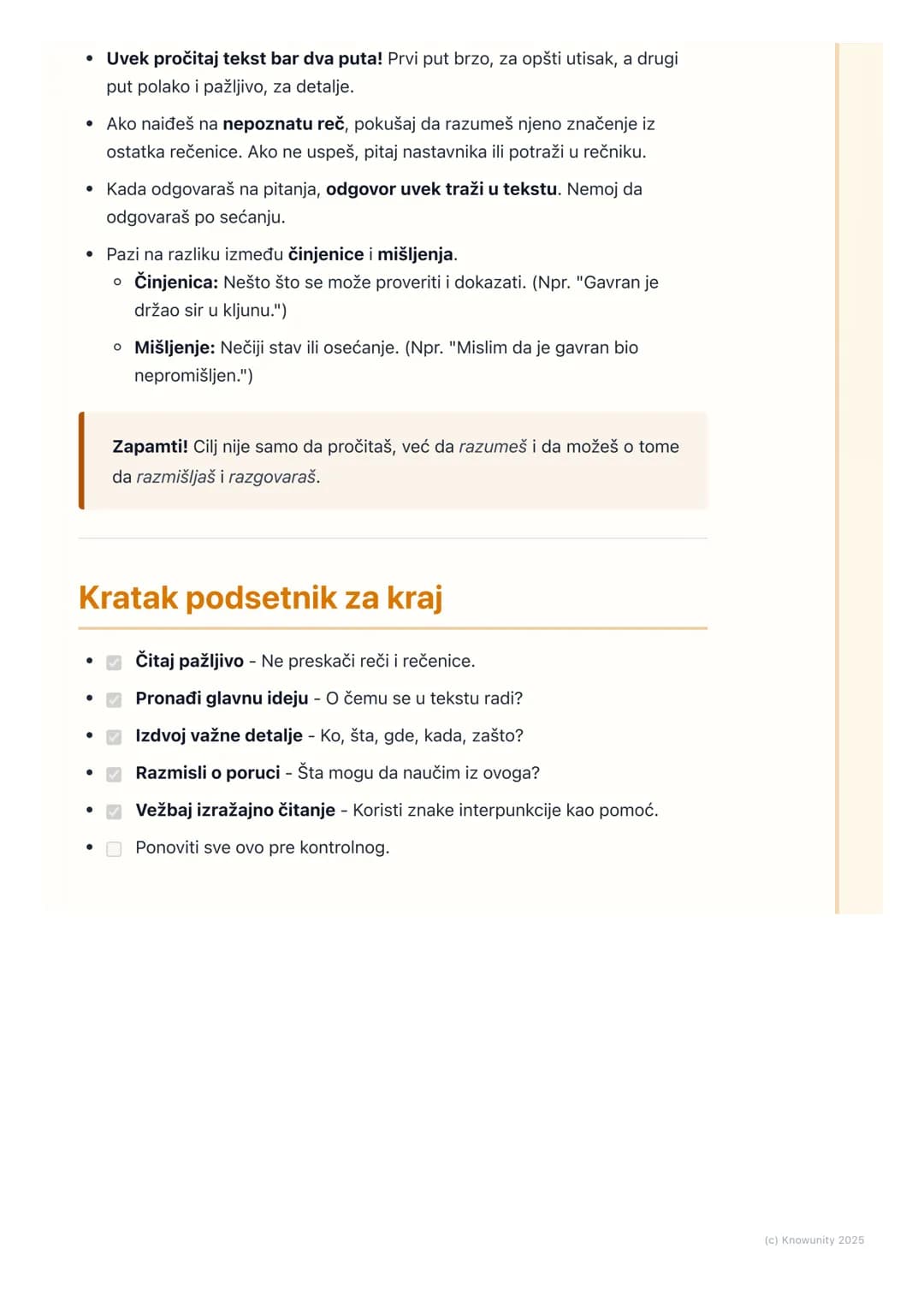 # Čitanje i razumevanje
## Uvod u čitanje i razumevanje
Čitanje sa razumevanjem nije samo prepoznavanje slova i reči. To znači da
stvarno