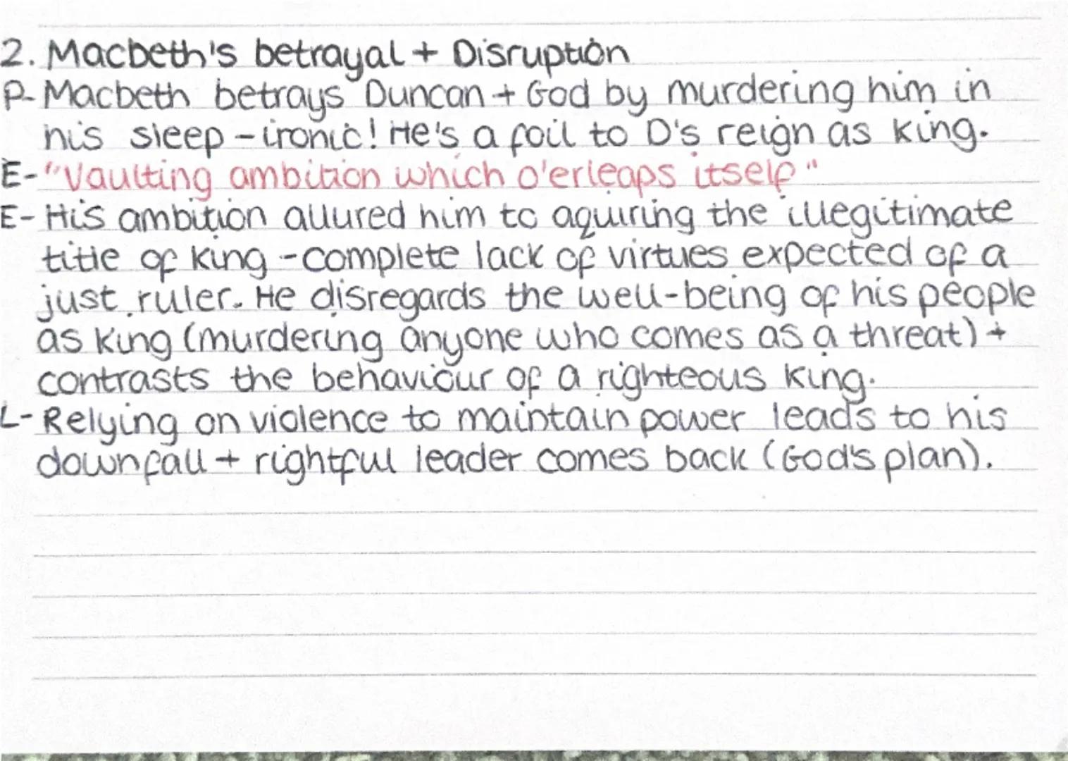 Macbeth - KINGSHIP (1)
Kingship is presented as a divinely ordained right -
one that is easily corrupted by ambition + violence.
Shakespear
