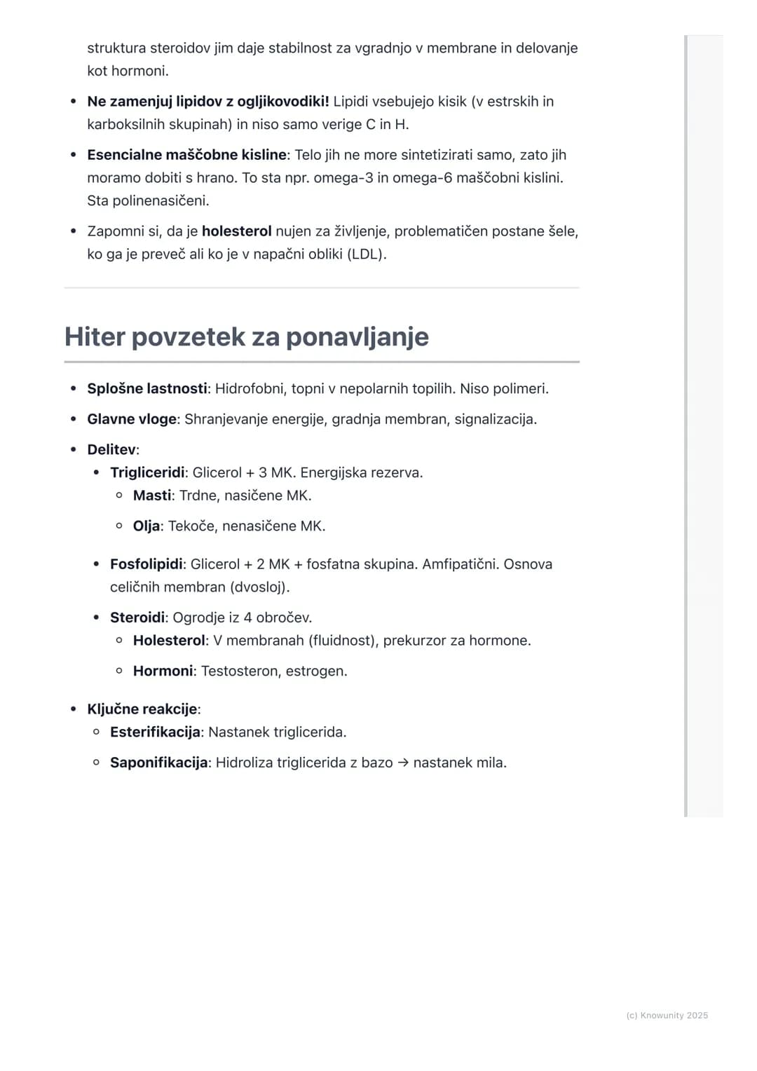 # Lipidi
Splošni pregled lipidov
Lipidi so velika in raznolika skupina organskih molekul, ki so značilne predvsem
po svoji hidrofobnosti s