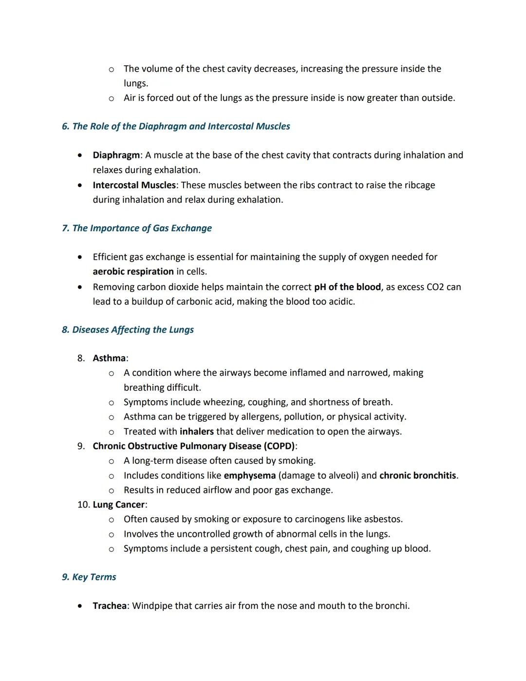 # GCSE Biology Notes on the Lungs
1. Function of the Lungs
- The lungs are the main organs of the respiratory system, responsible for gas