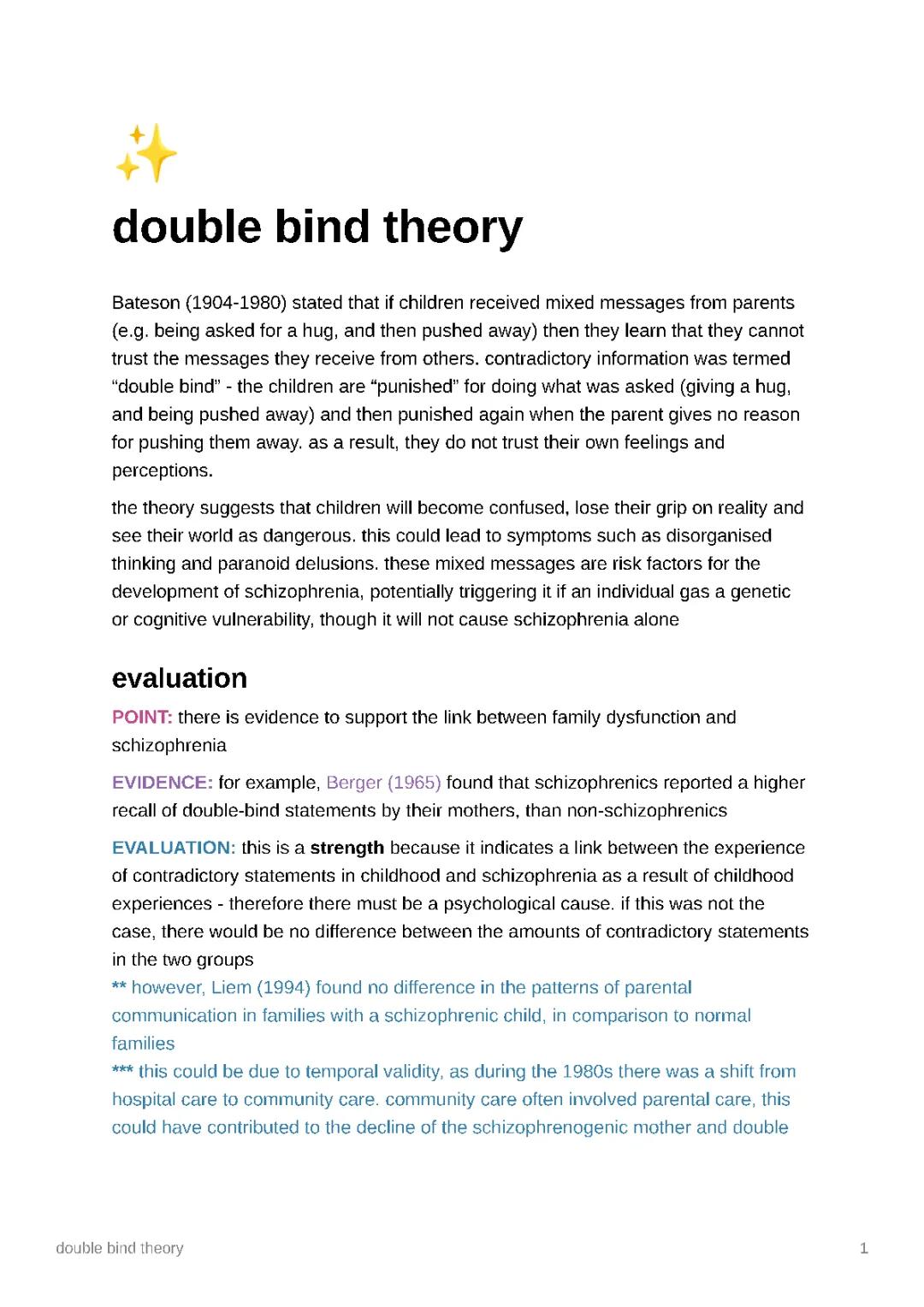 double bind theory - AO1/AO3
