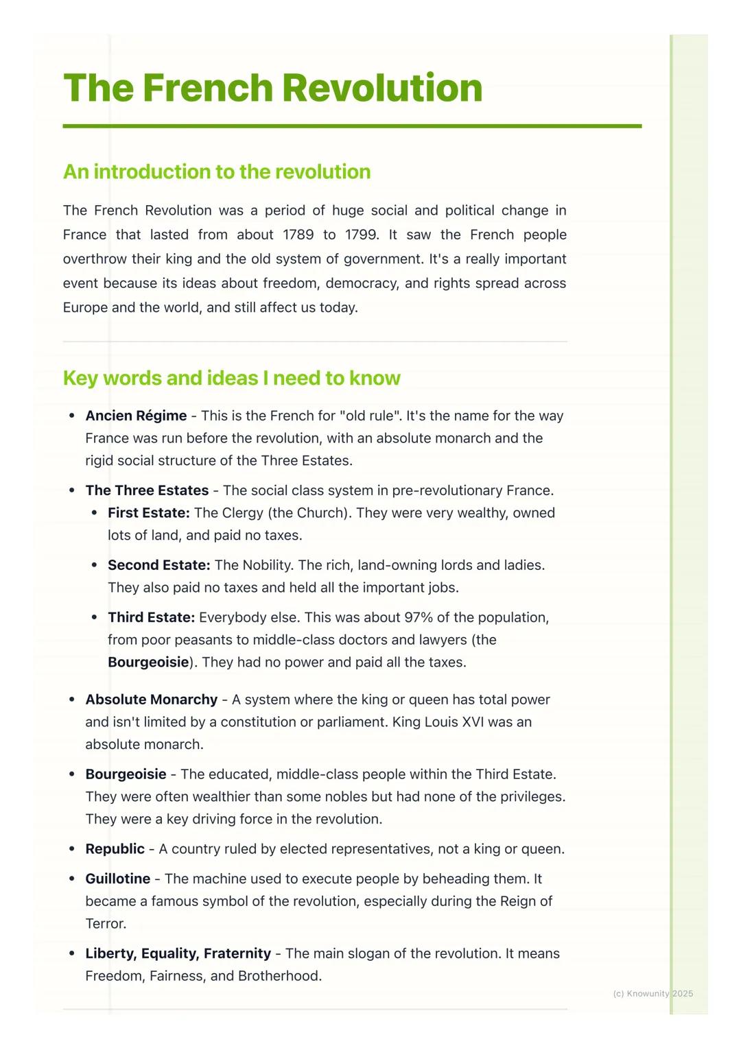 # The French Revolution
An introduction to the revolution
The French Revolution was a period of huge social and political change in
France