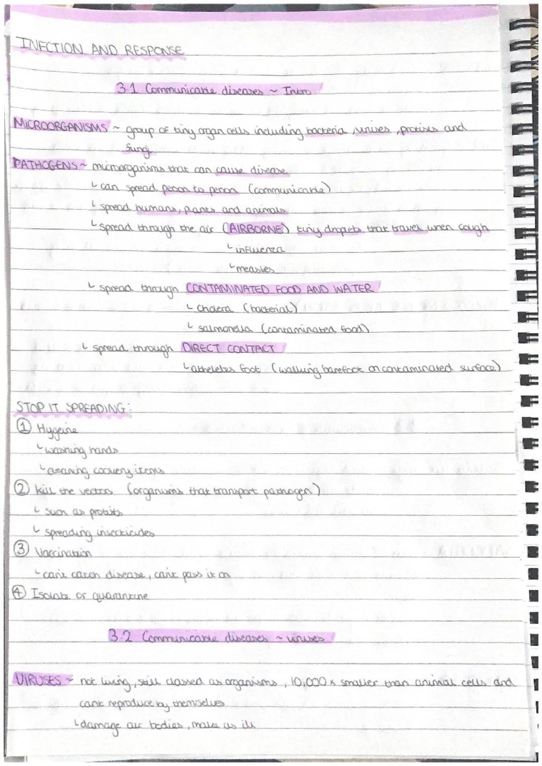 INECTION AND RESPONSE
MICROORGANISMS
3.1. Communicarte diseases ~ Invoro.
group of tiny organ cells including bacteria unises, proxises and