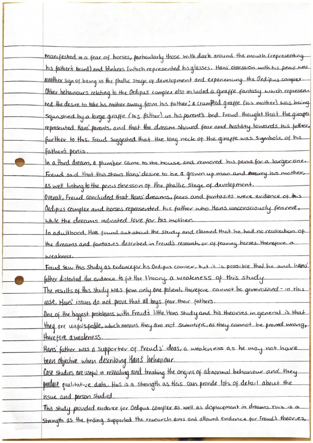 Little Hans Study - Psychodynamic Approach.
Little Hans' father was a supporter of Freud and when his son developed a phobia, he referred hi