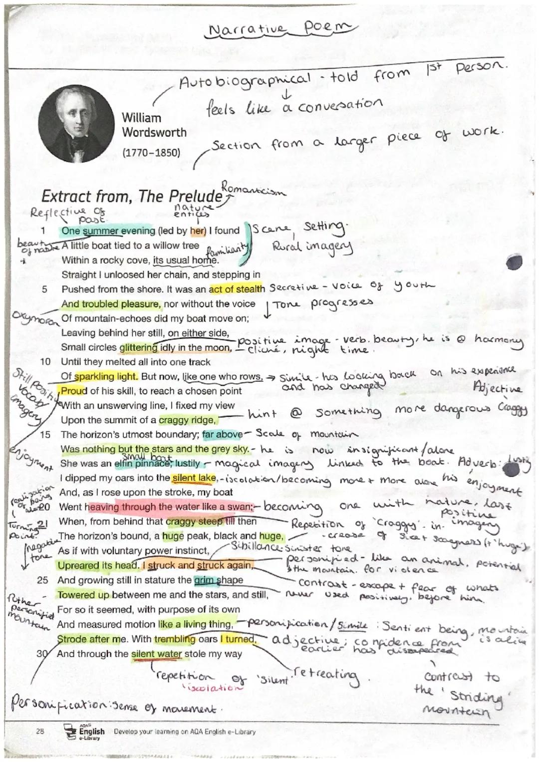 Narrative poem
Auto biographical told from 1st person.
William
Wordsworth
(1770-1850)
ل
feels like a conversation
Section from a larger