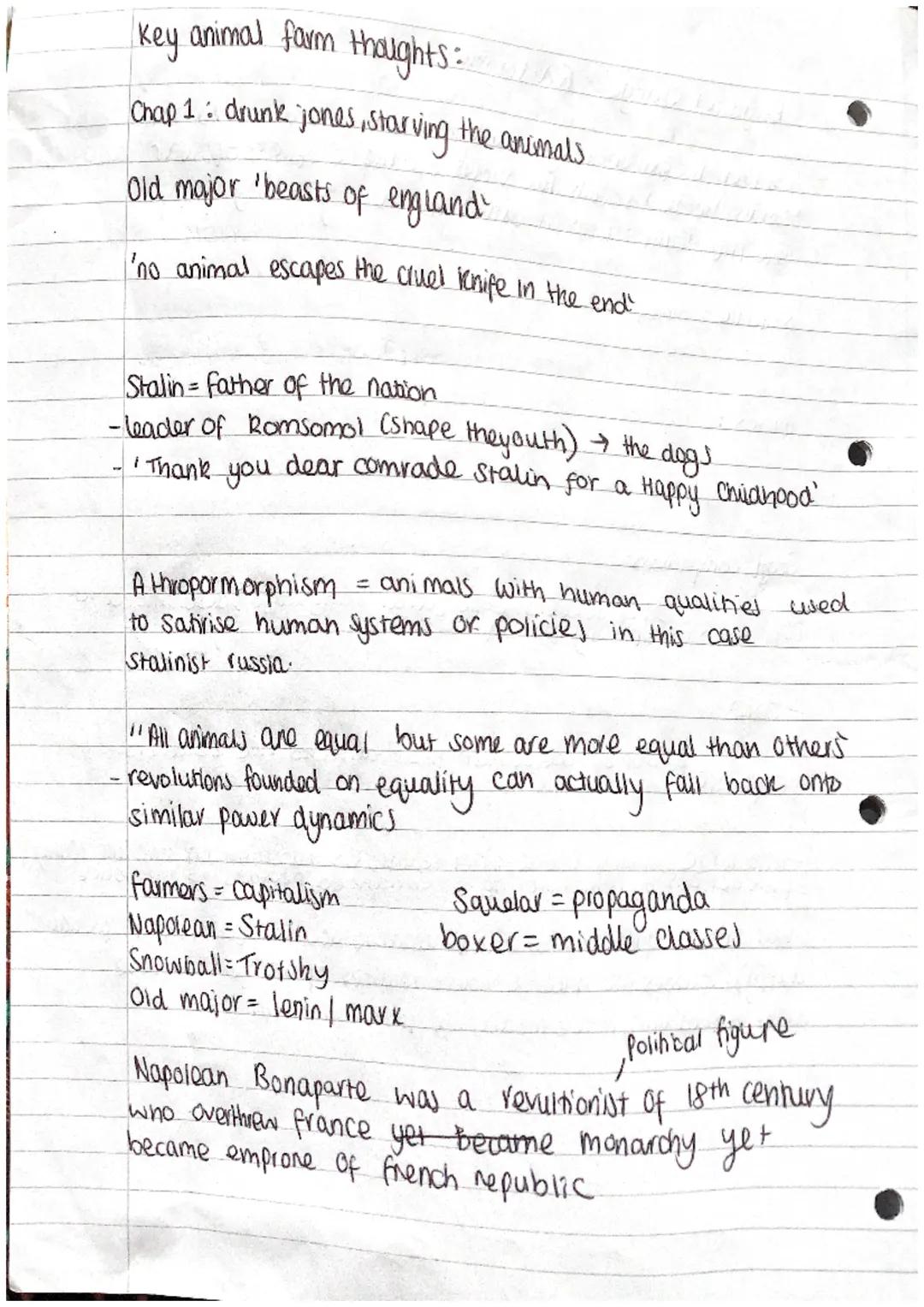 Key animal farm thoughts:
Chap 1: drunk jones, Starving the animals
Old major 'beasts of england`
'no animal escapes the cruel iknife in