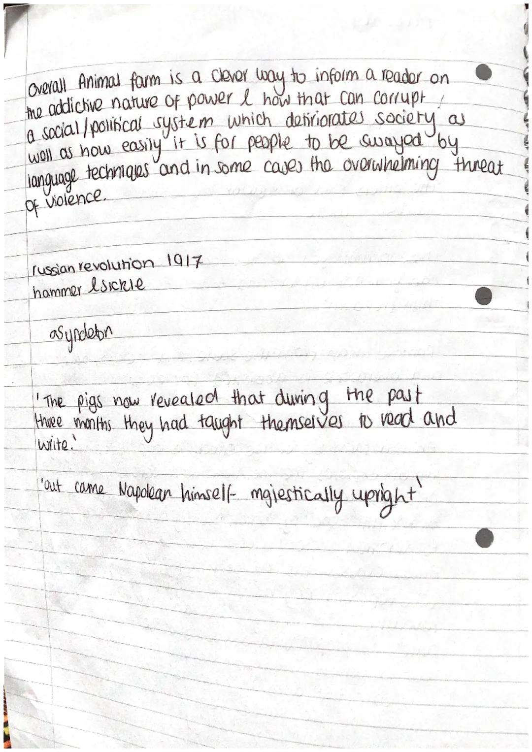Key animal farm thoughts:
Chap 1: drunk jones, Starving the animals
Old major 'beasts of england`
'no animal escapes the cruel iknife in
