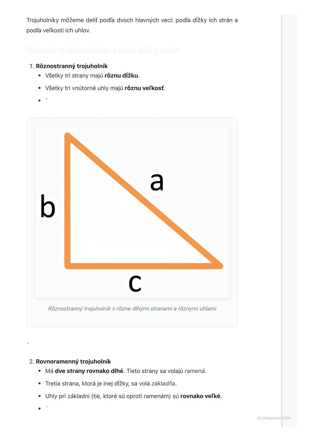 # Trojuholník - základné pojmy
1. Prehľad trojuholníkov
Trojuholník je jeden z najzákladnejších tvarov v geometrii. Stretávame sa s ním
vš