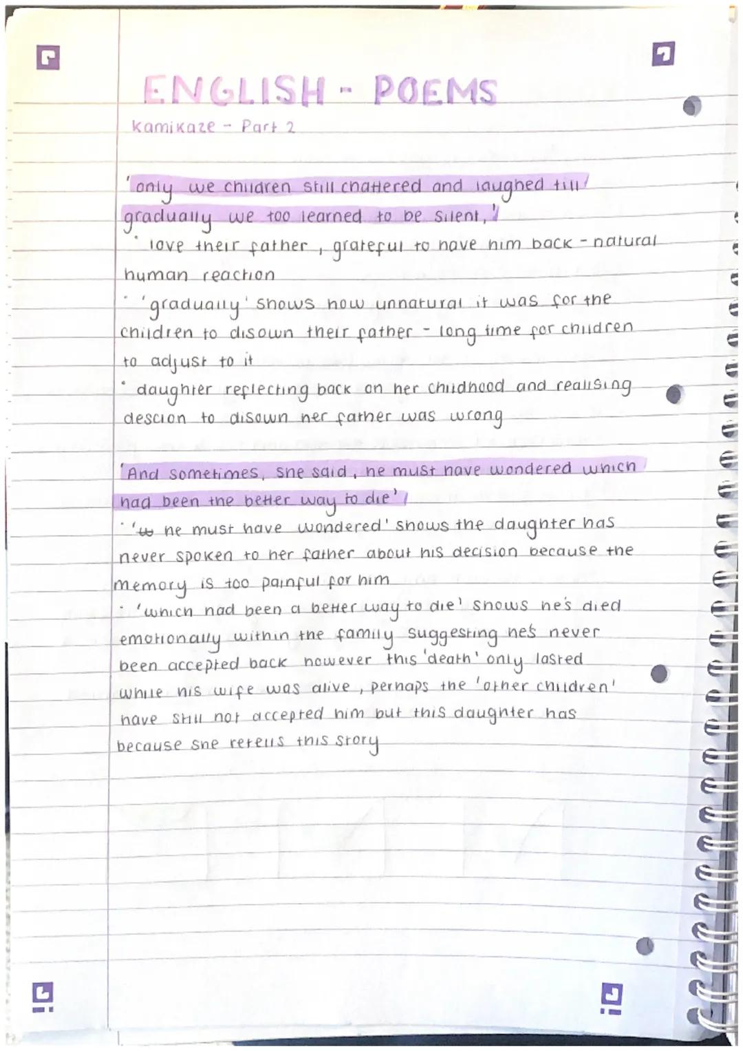 ENGLISH-POEMS
Kamikaze-
- daughter talks about her farmer to her own children
Her father embarked at sunrise with a flask of water, a
Samu