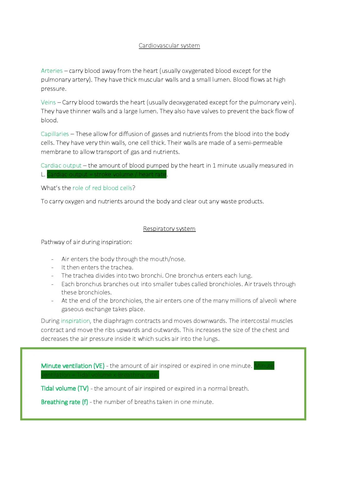 Cardiovascular and respiratory system