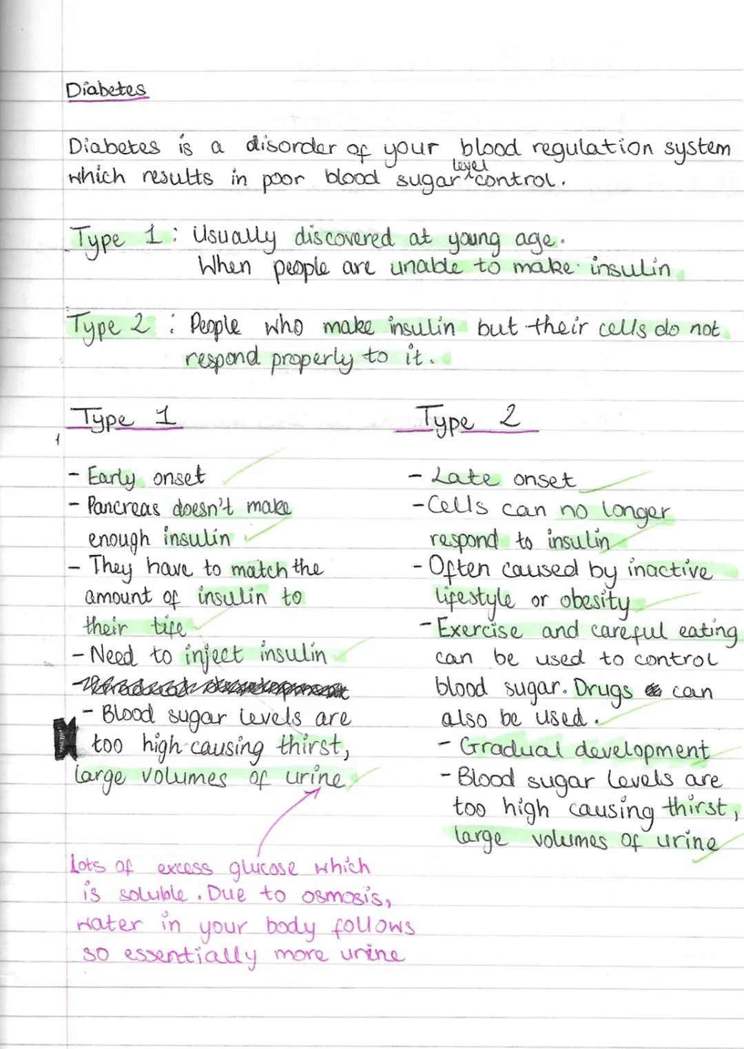 gcse biology ~ type 1 and 2 diabetes