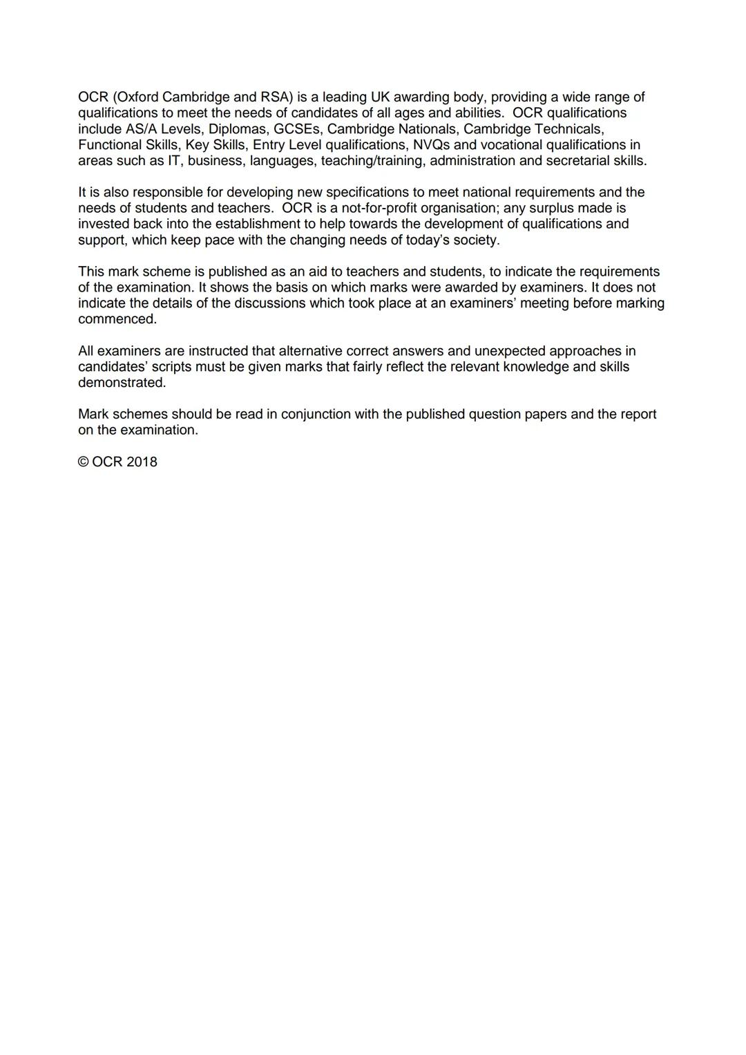 OCR
Oxford Cambridge and RSA
GCSE
Mathematics (9-1)
Unit J560/06: Paper 6 (Higher Tier)
General Certificate of Secondary Education
Mark Sche