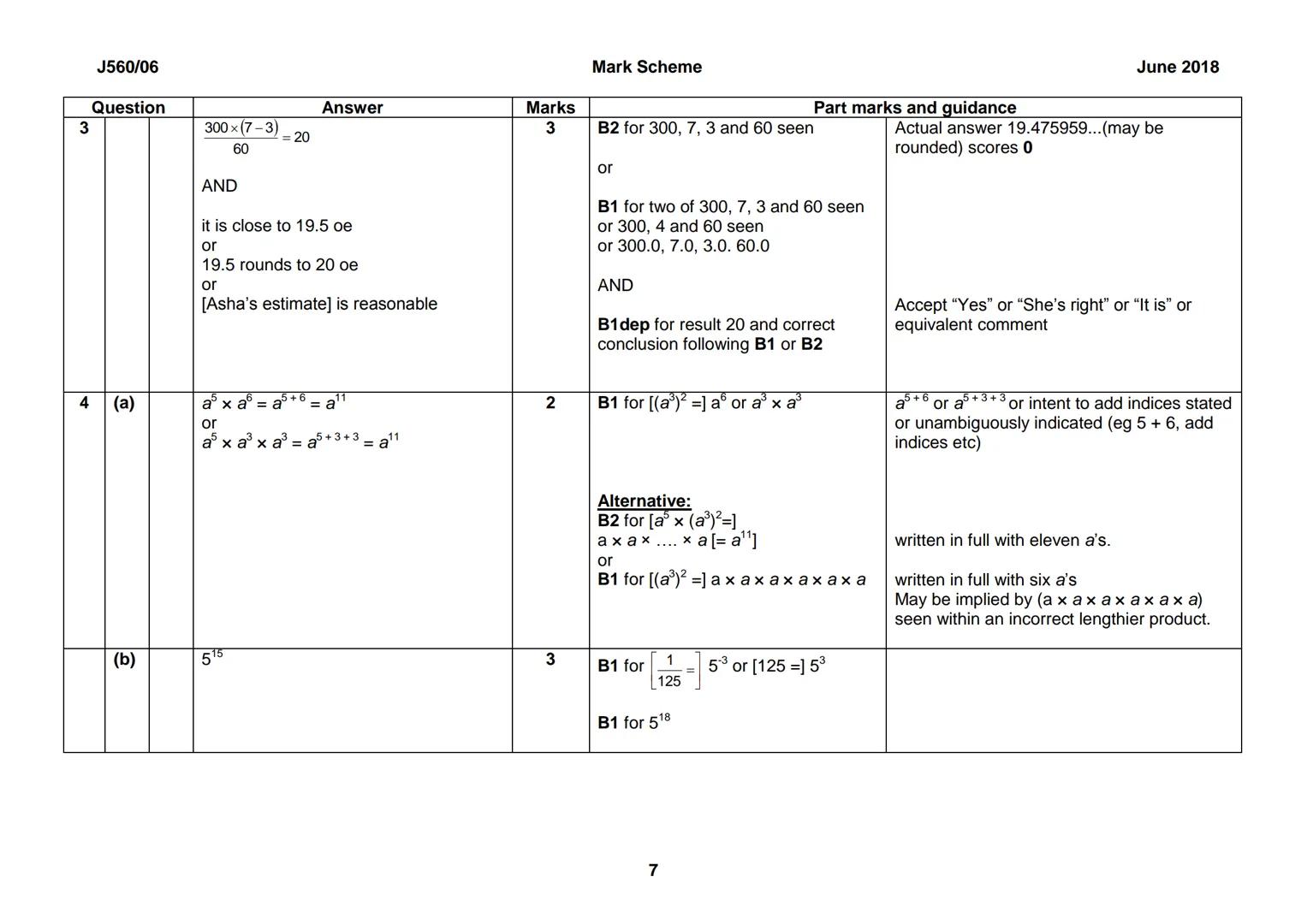OCR
Oxford Cambridge and RSA
GCSE
Mathematics (9-1)
Unit J560/06: Paper 6 (Higher Tier)
General Certificate of Secondary Education
Mark Sche