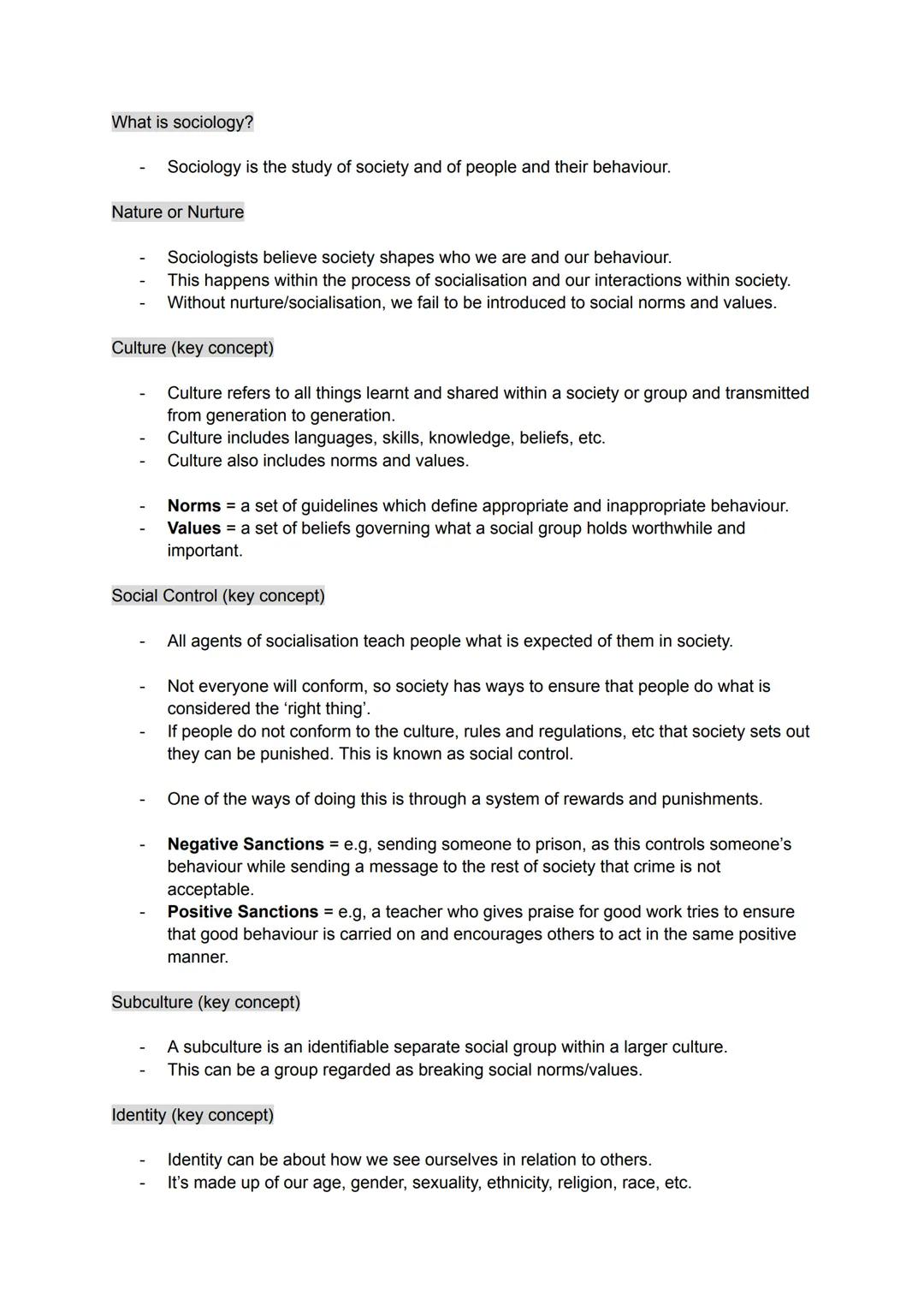 What is sociology?
Sociology is the study of society and of people and their behaviour.
Nature or Nurture
Sociologists believe society shape