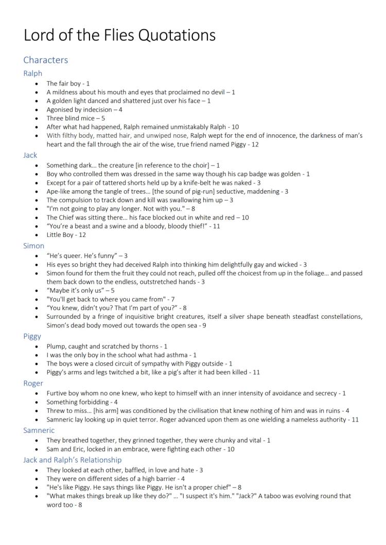 Key Quotes from Lord of the Flies About Piggy, Ralph, and Jack