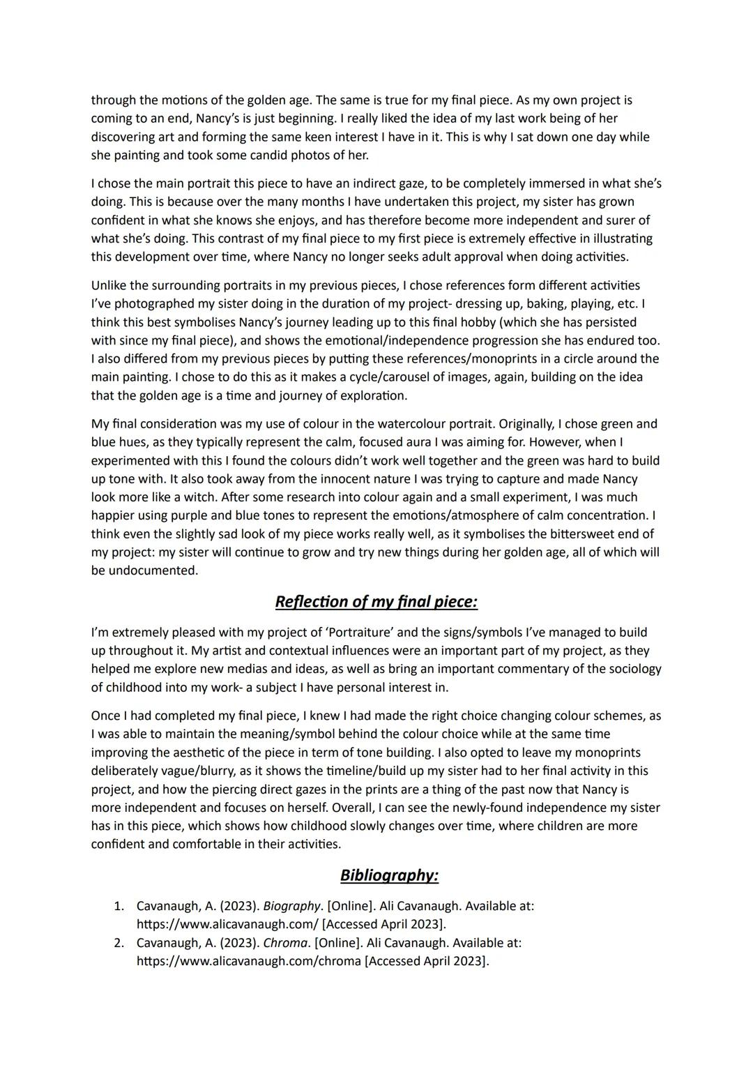 Saffron McCaughey: Portraiture/Component 1 Essay:
Introduction:
I already knew even before starting my project that I wanted to focus on por