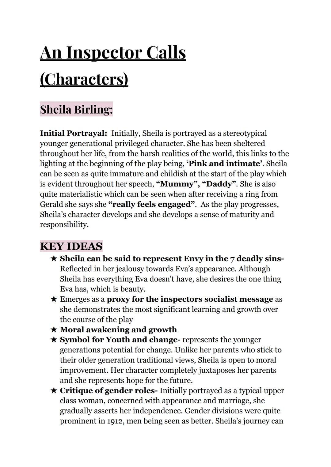 Inspector calls grade 8-9 notes