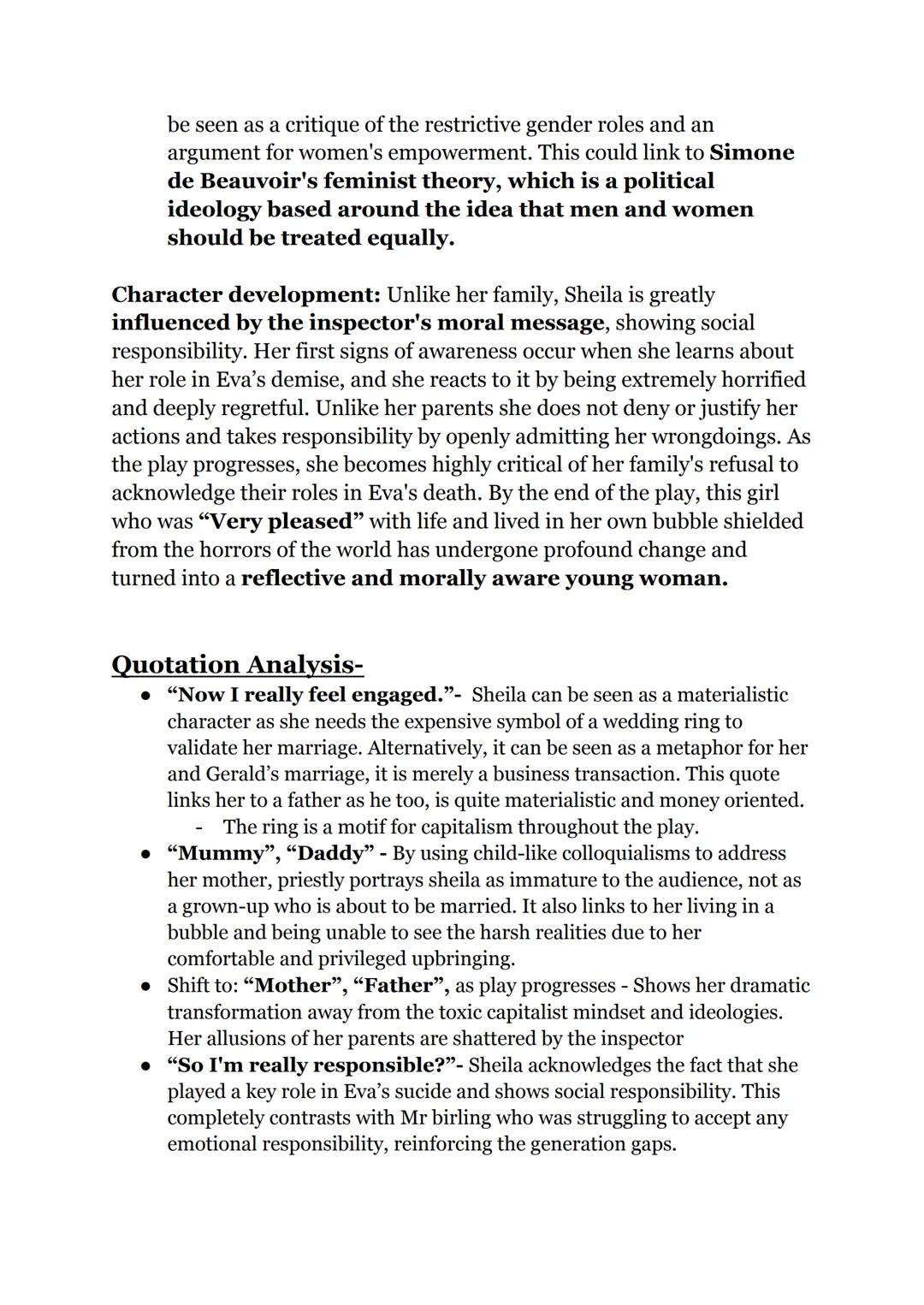 # An Inspector Calls
(Characters)
Sheila Birling:
Initial Portrayal: Initially, Sheila is portrayed as a stereotypical
younger generation