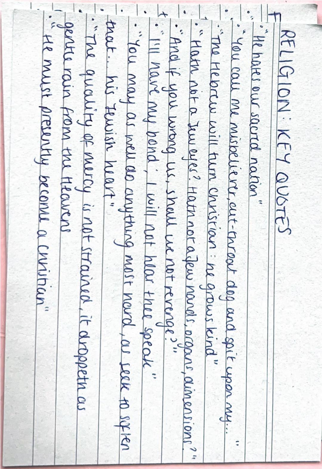 Justice + Mercy. Key Quotes
3000ducats?
"Hath a dog money? Is it possible a cur can und 30
- Tamas like to call thee so again, to spit on th