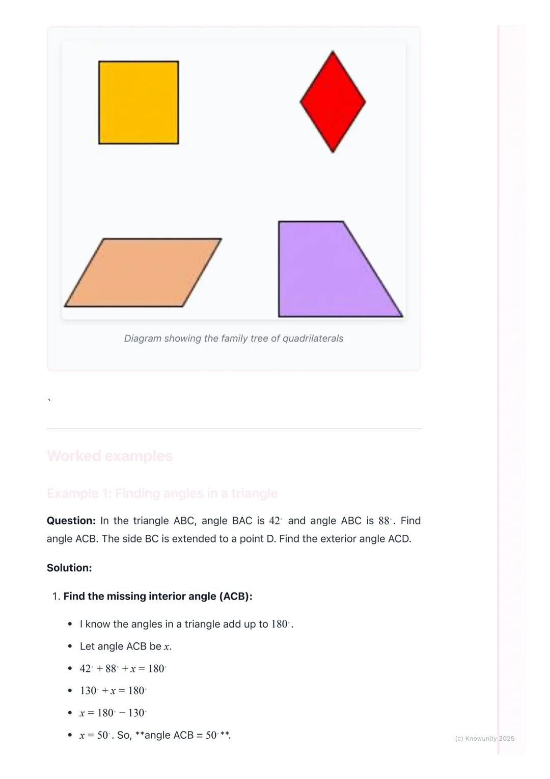 # Triangles and Quadrilaterals
Introduction to these shapes
Triangles and quadrilaterals are types of polygons. They are flat, 2D shapes
m