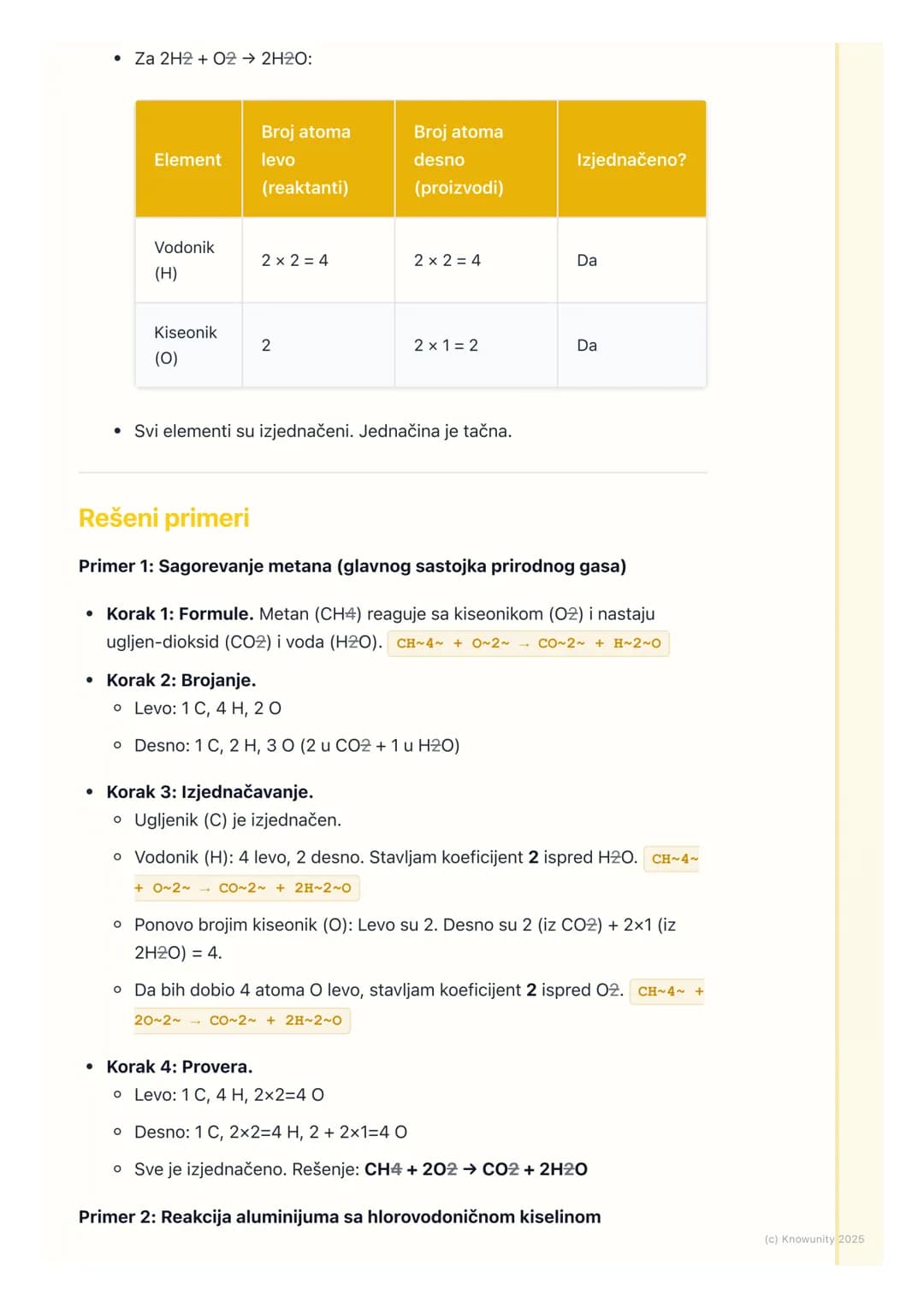 # Hemijske jednačine
Uvod u hemijske jednačine
Hemijska jednačina je skraćeni, simbolički način prikazivanja hemijske reakcije.
Umesto da