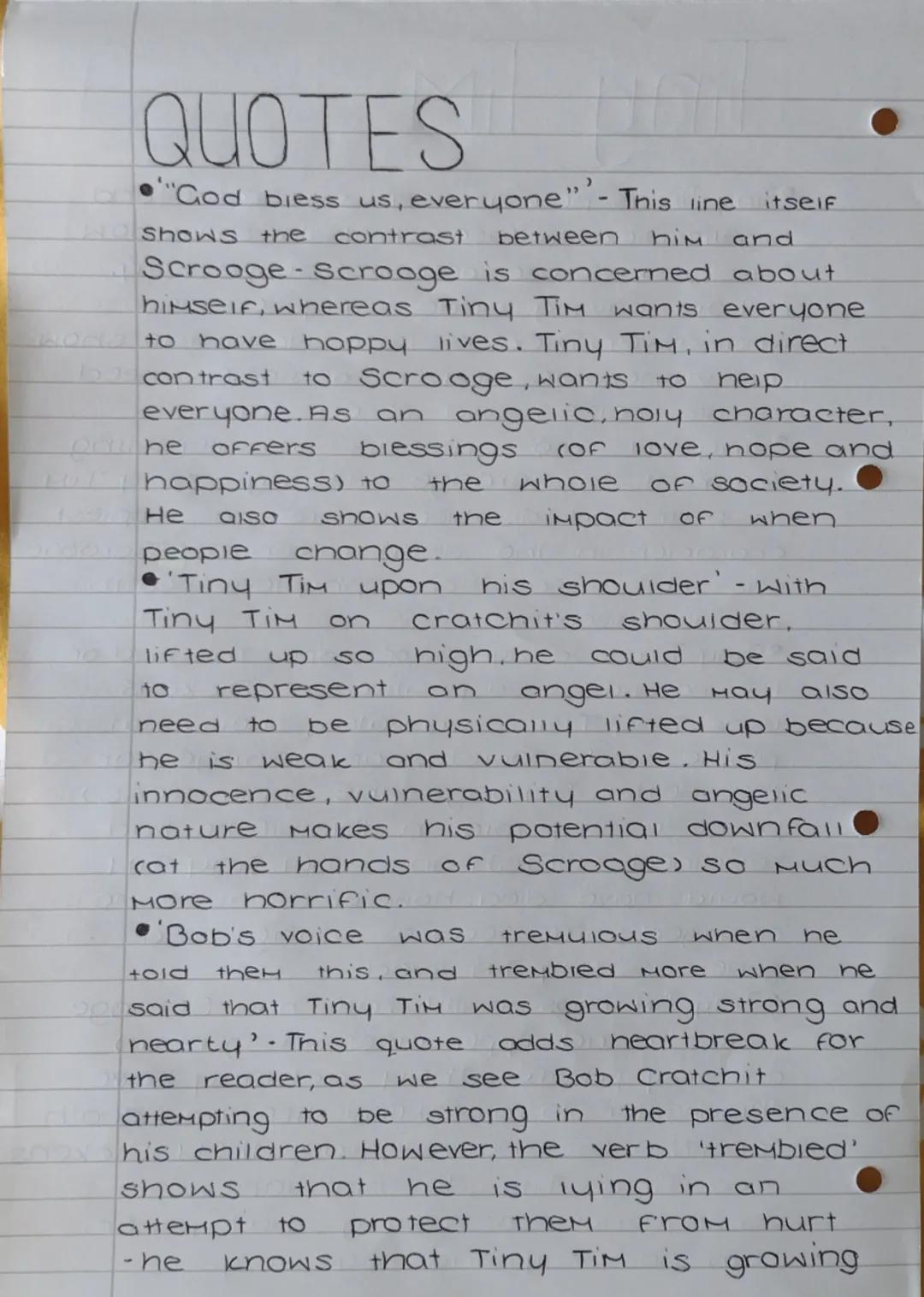 - Tiny Tim
Tiny Tim is pure, innocent, vulnerable and
angelic. Dickens uses him to show now
some people are affected by poverty,
without ha