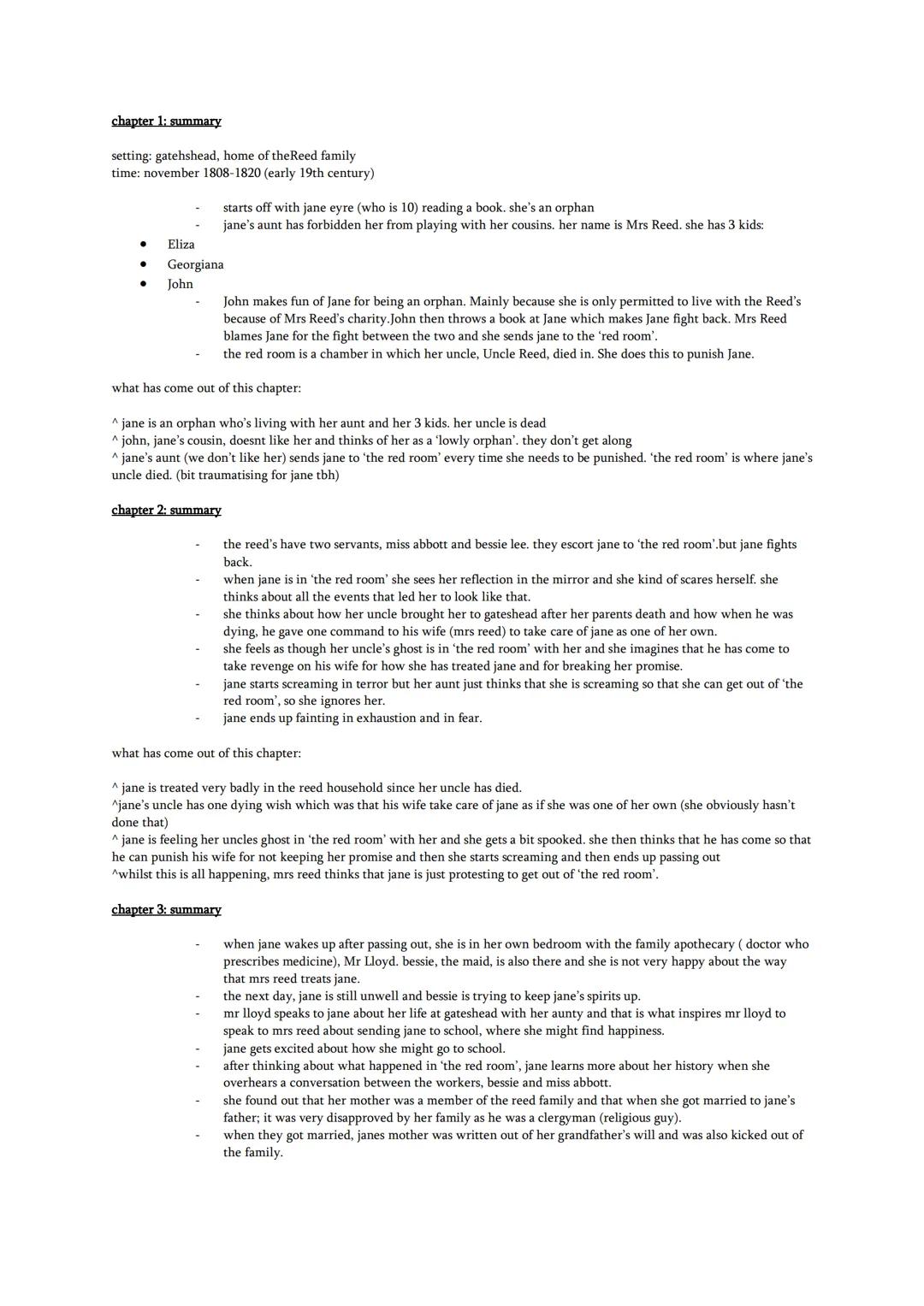 jane eyre - summarisation chapter wise