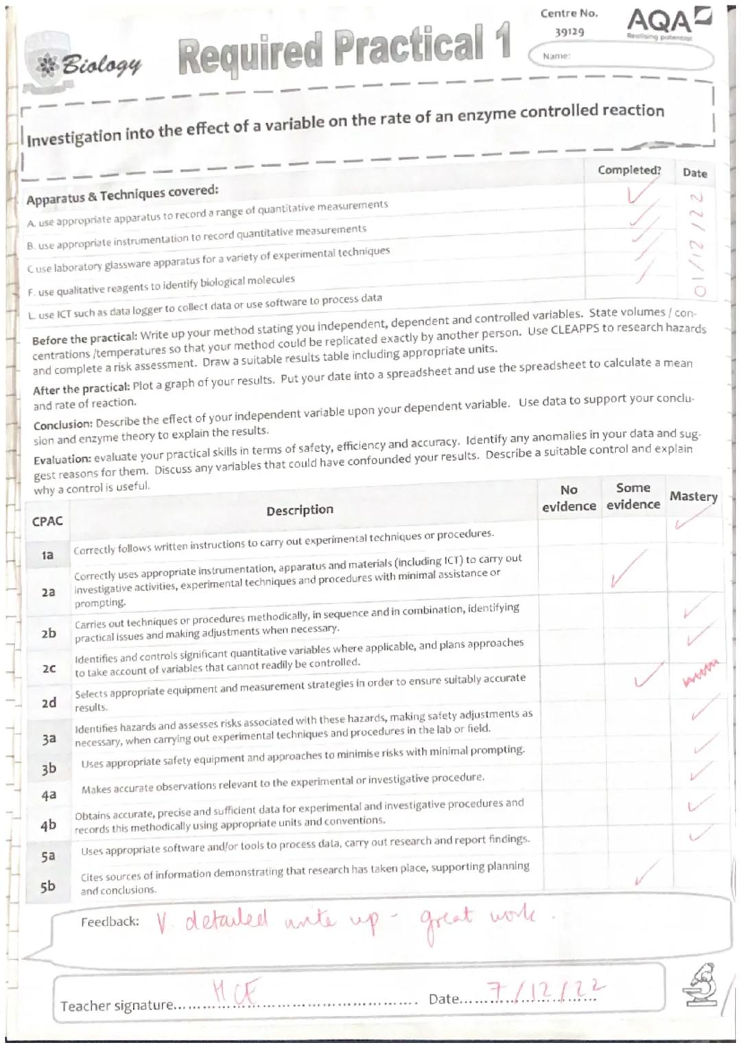 Apparatus & Techniques covered:
A use appropriate apparatus to record a range of quantitative measurements
B. use appropriate instrumentatio