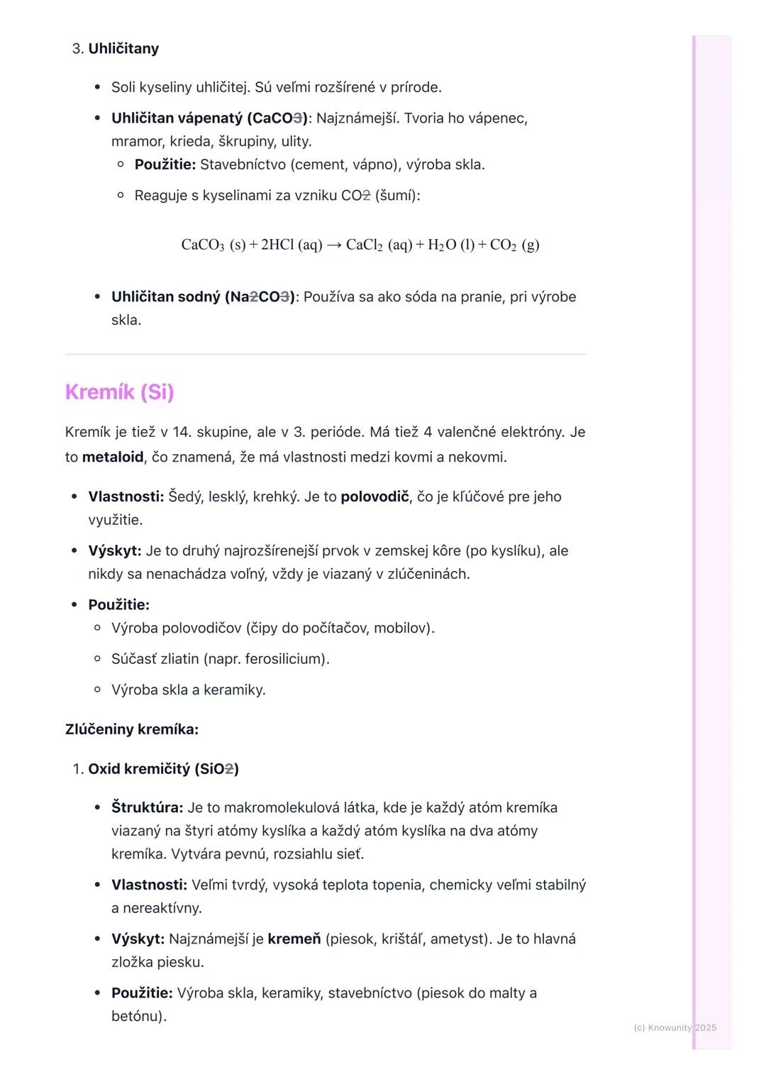 # Uhlík a kremík a ich zlúčeniny
## 1. Prehľad uhlíka a kremíka
Dnes si zopakujeme dva veľmi dôležité prvky z 14. skupiny periodickej tabu