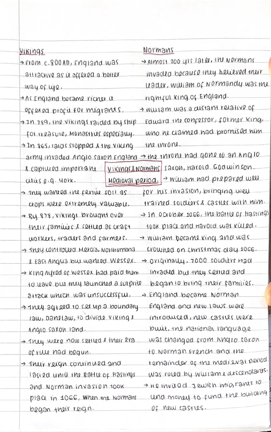 vikings and normans, medieval england notes