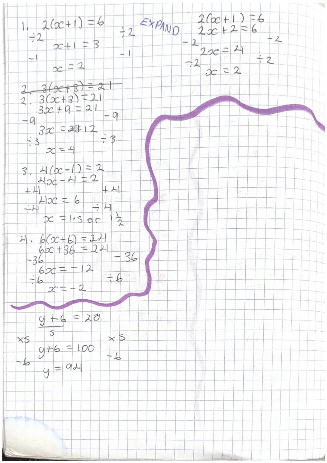 $
\frac{x^2-9 = 0}{(x-3)(x+3) = 0}$
$x-3 = 0$ $x = 3$
$x+3 = 0$ $x = -3$
Lo Tosolve canear equations by
wing inverse operations.
1. 20x +