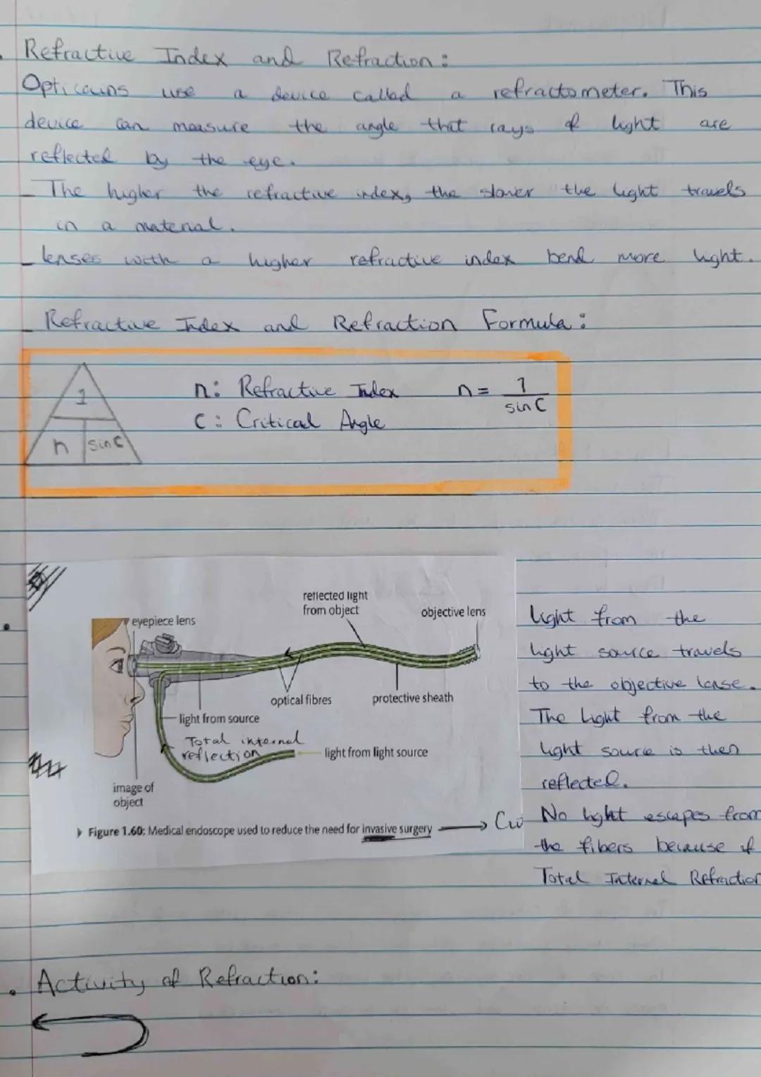 Index
4
Refraction
•Refraction:
a
D V
Reliaction occurs.
when light
two mediums (something you can
When light moves into.
down
slows
density