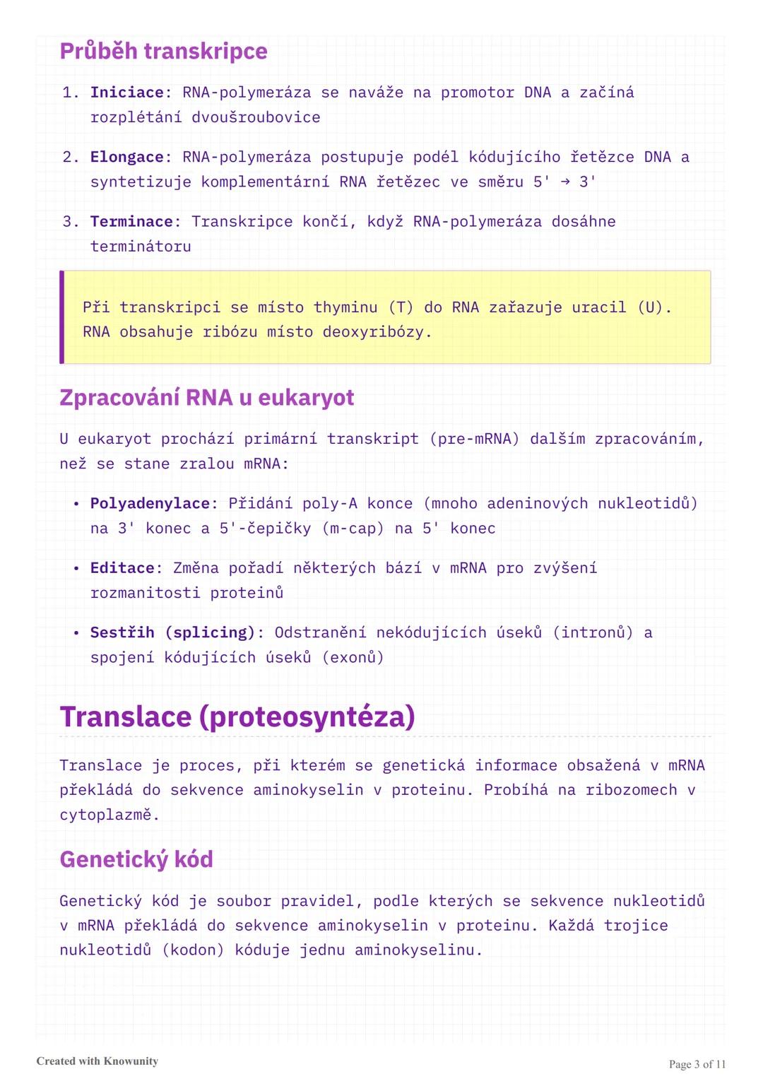 Genetika - studijní přehled pro
maturitu
Komplexní přehled genetiky zahrnující DNA, replikaci, transkripci,
translaci, genovou regulaci, mut
