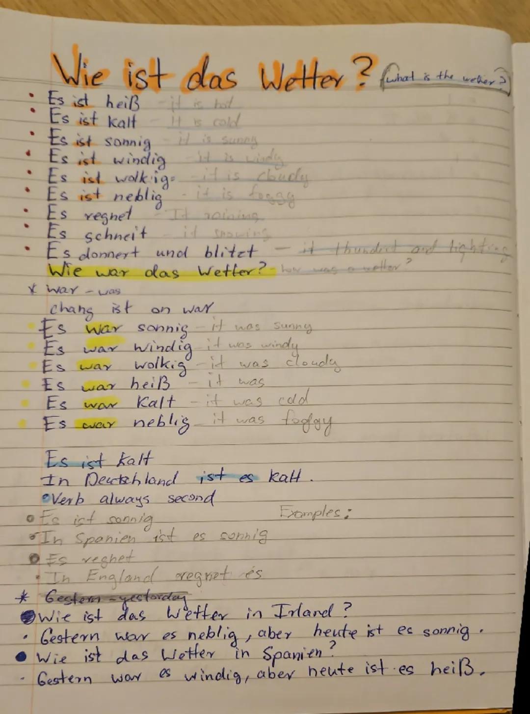 German weather vocabulary