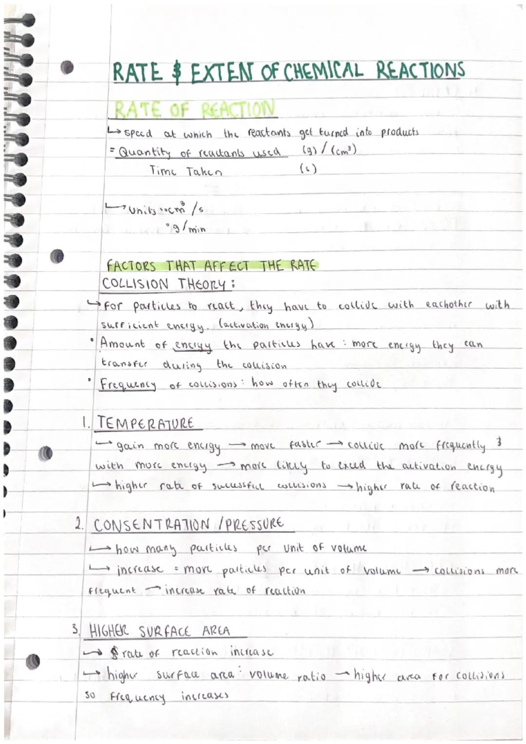 •
°
RATE & EXTEN OF CHEMICAL REACTIONS
RATE OF REACTION
↳ speed at which the reactants get turned into products
= Quantity of reactants used