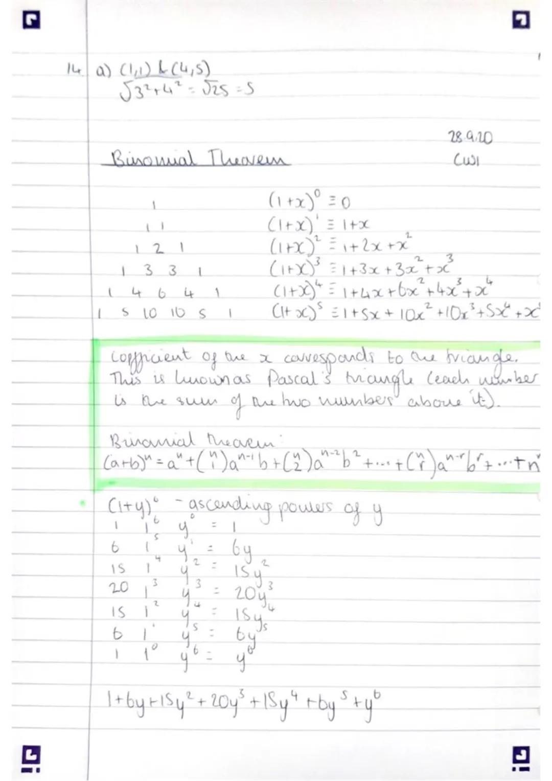 Binomial theorem and factorials