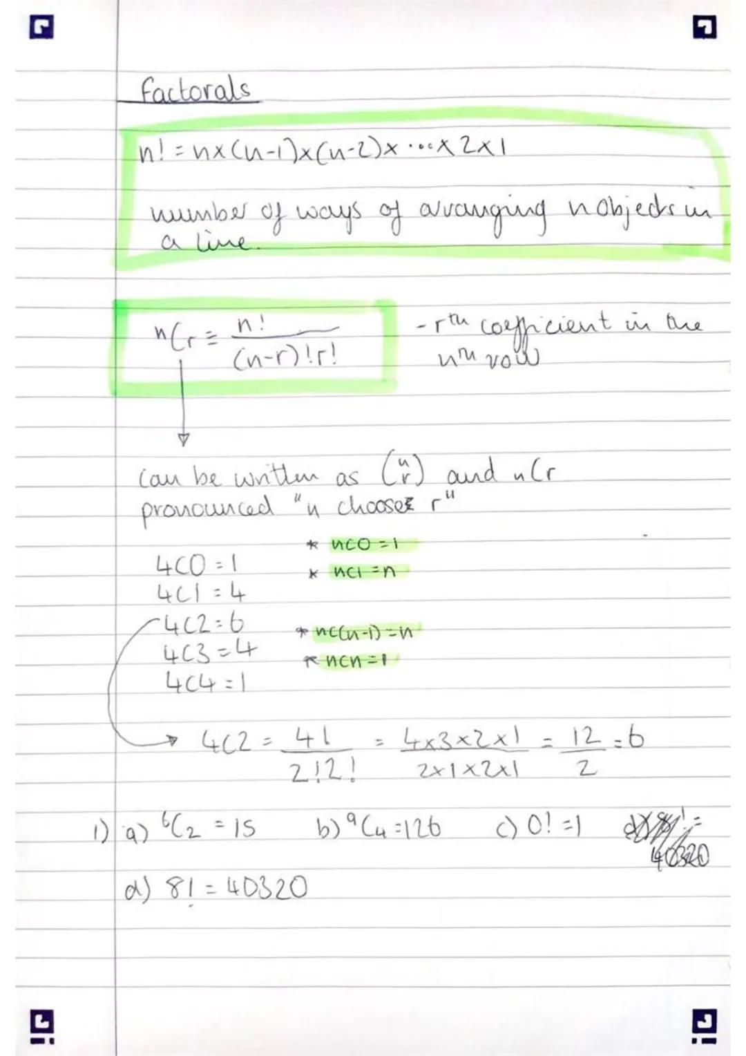 L
Di
14 a) (1,1) & (4, 5).
√3²+4² = √25 = 5
1
Binomial Theorem
(
1
121
33
4 6 4
5 10 10 S
6
595
1
IS
20
Brunanial theavem:
2
n-1
(a+b)" = a^
