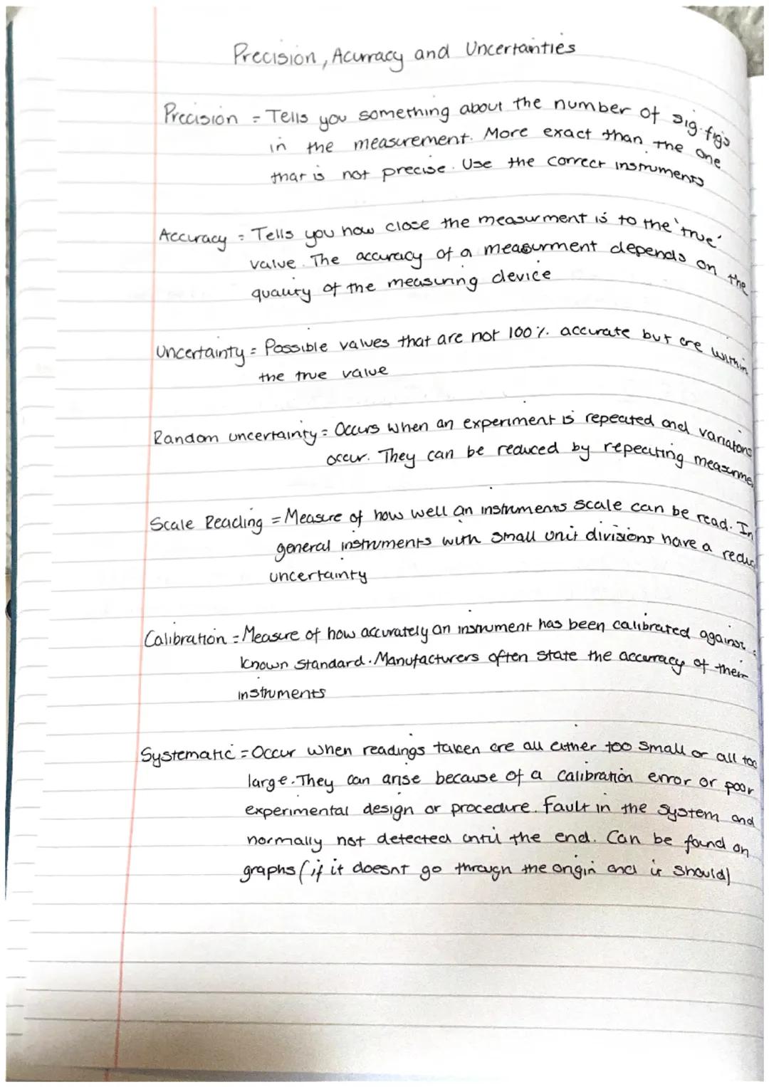 # Precision, Acuracy and Uncertainties
Precision
Accuracy
- Tells you something about the number of sig figs
in the measurement. More exa