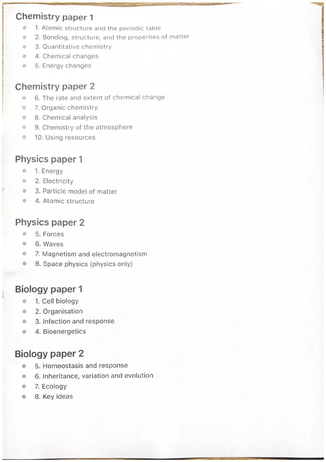 Chemistry paper 1
- 1. Atomic structure and the periodic table
- 2. Bonding, structure, and the properties of matter
- 3. Quantitative chemi