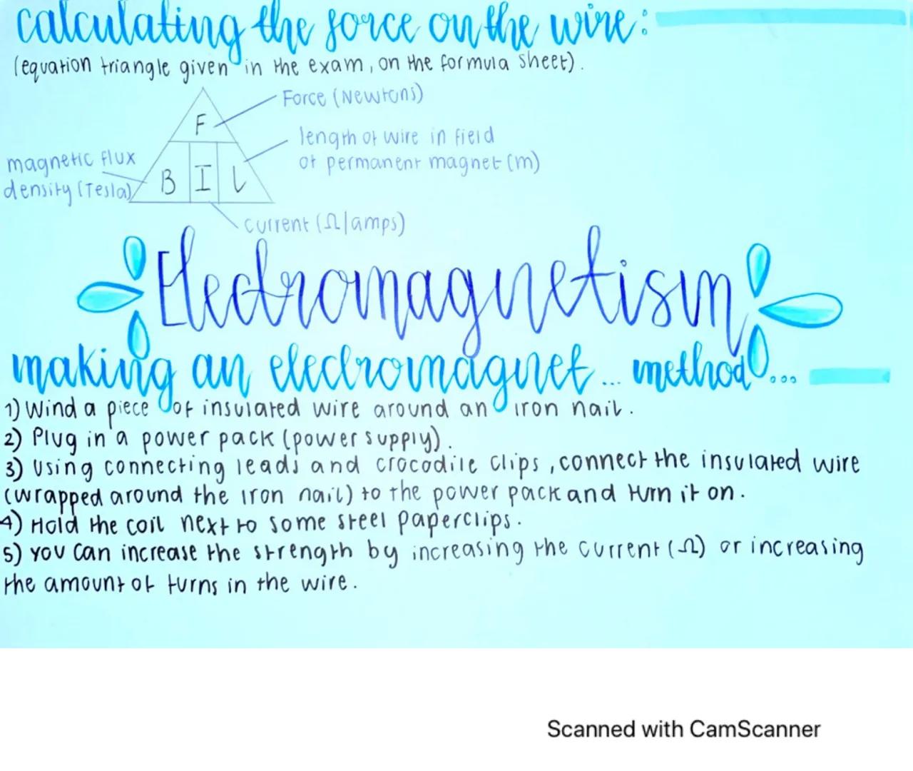 the area around a magnet where a force can be felt.
magnetic fields: the
using a compass to draw magnetic field lines:
(method)
1) Trace mag