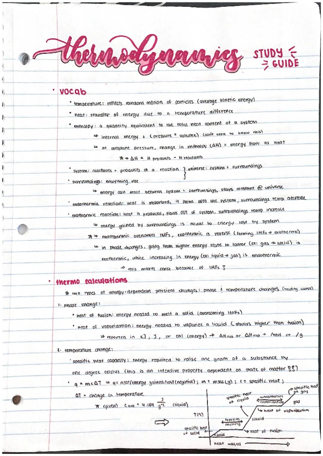 # thermodynamics study guide
- measuring enthalpy & enthalpy of reaction
- calorimetry: the science of measuring neat
- constant-pressu