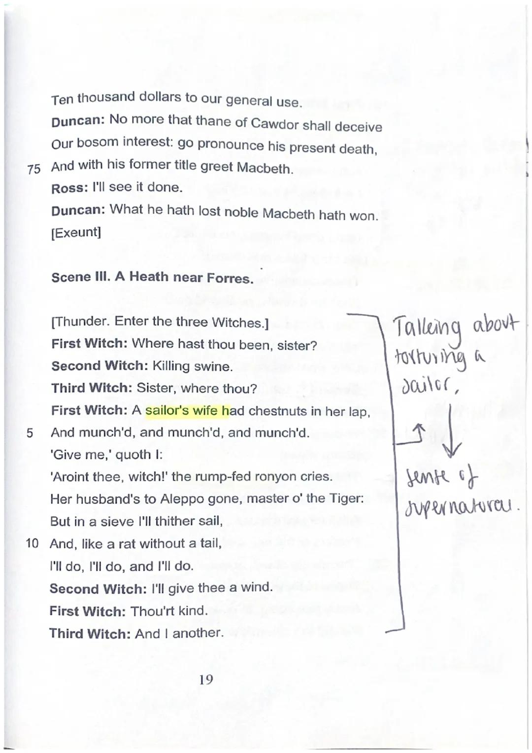 Pathetic falacy: ominous setting, witches are in
power
↳ may have the ability to infwence the elements.
Scene I. I. A desert Heath.
Act I
↓