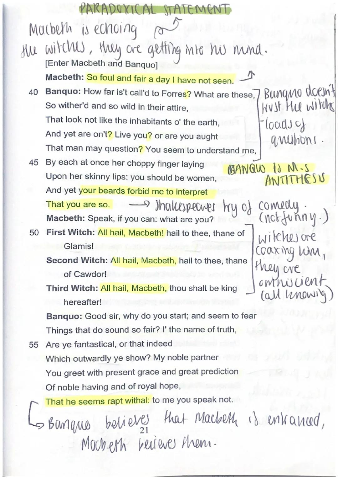Pathetic falacy: ominous setting, witches are in
power
↳ may have the ability to infwence the elements.
Scene I. I. A desert Heath.
Act I
↓