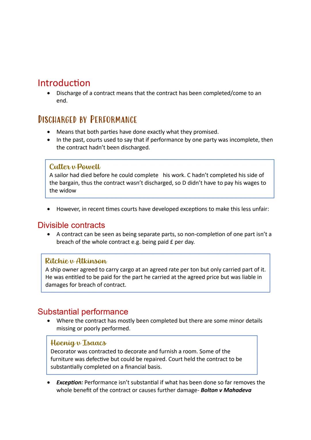 # Discharge
## of
### Contracts # Introduction
- Discharge of a contract means that the contract has been completed/come to an
end.
# DISCH