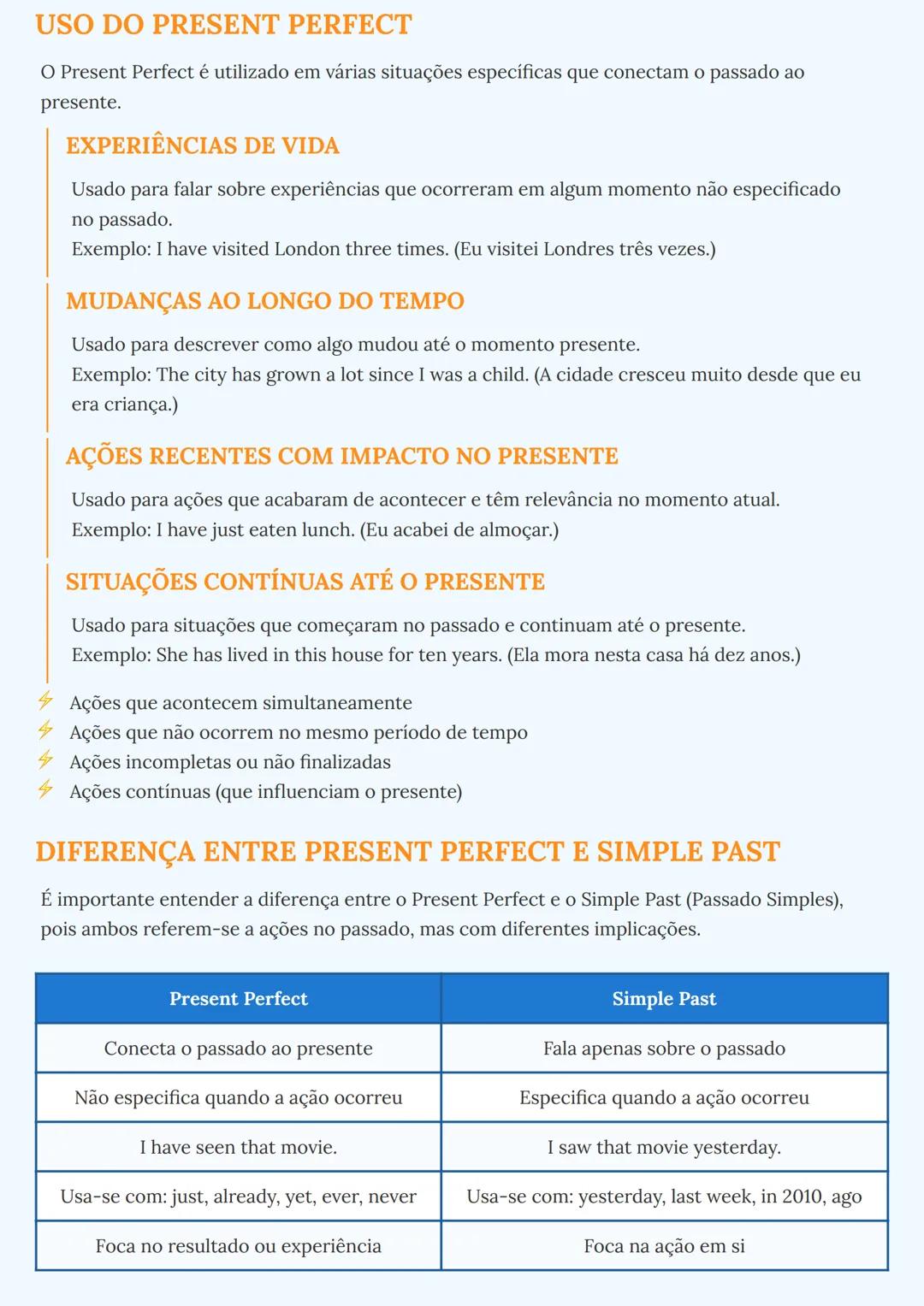 # PRESENTE PERFEITO EM INGLÊS
## INTRODUÇÃO AO PRESENTE PERFEITO
O Presente Perfeito (Present Perfect) é um tempo verbal em inglês que con